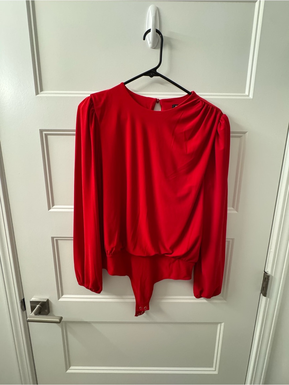 Express Red Long-Sleeve Round-Neck Bodysuit NWOT